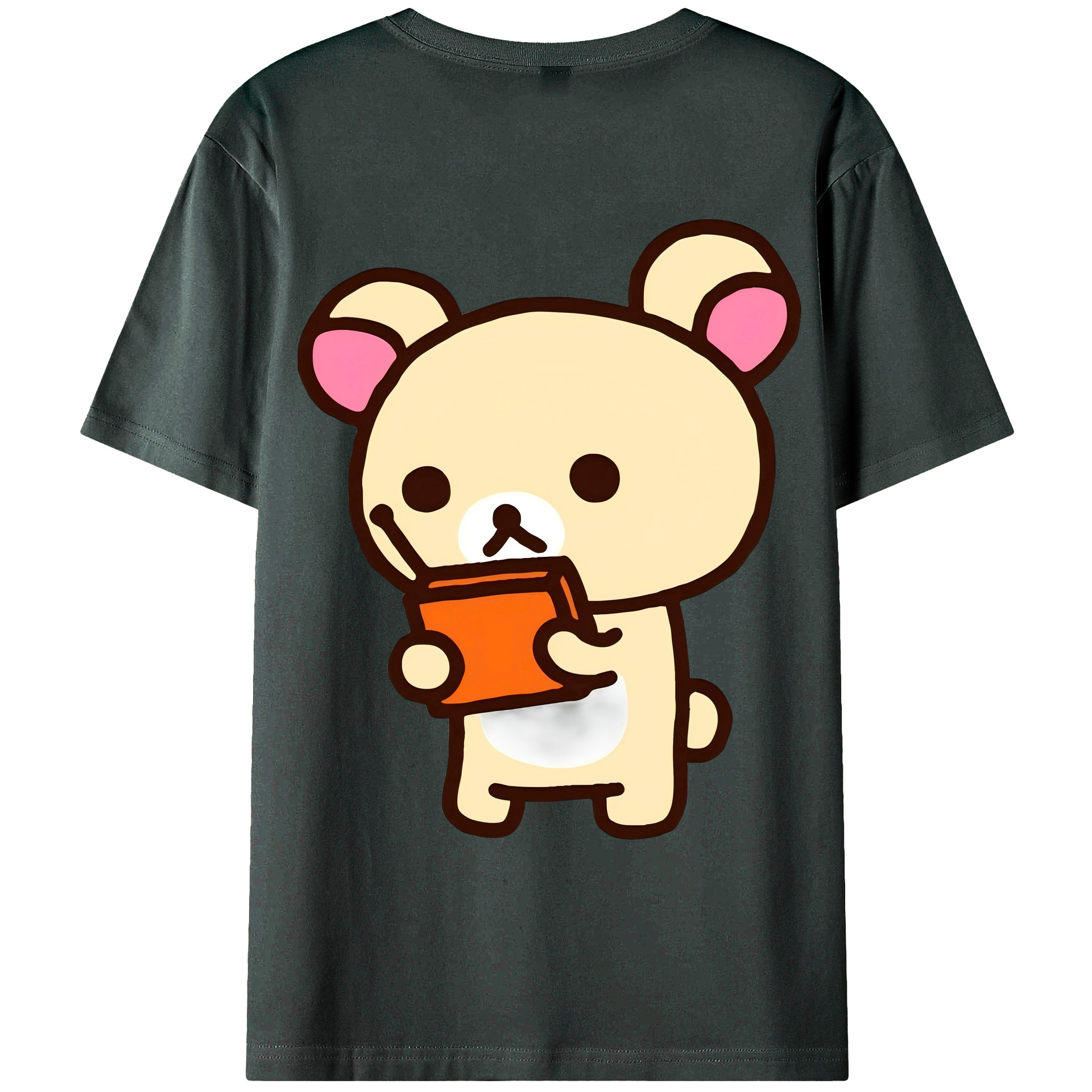 （画像用） リラックマ リラックマ キイロイトリ Rilakkuma Korilakkuma Kiiroitori 綿100％ メンズ半袖Tシャツ（バックプリント） 通気性